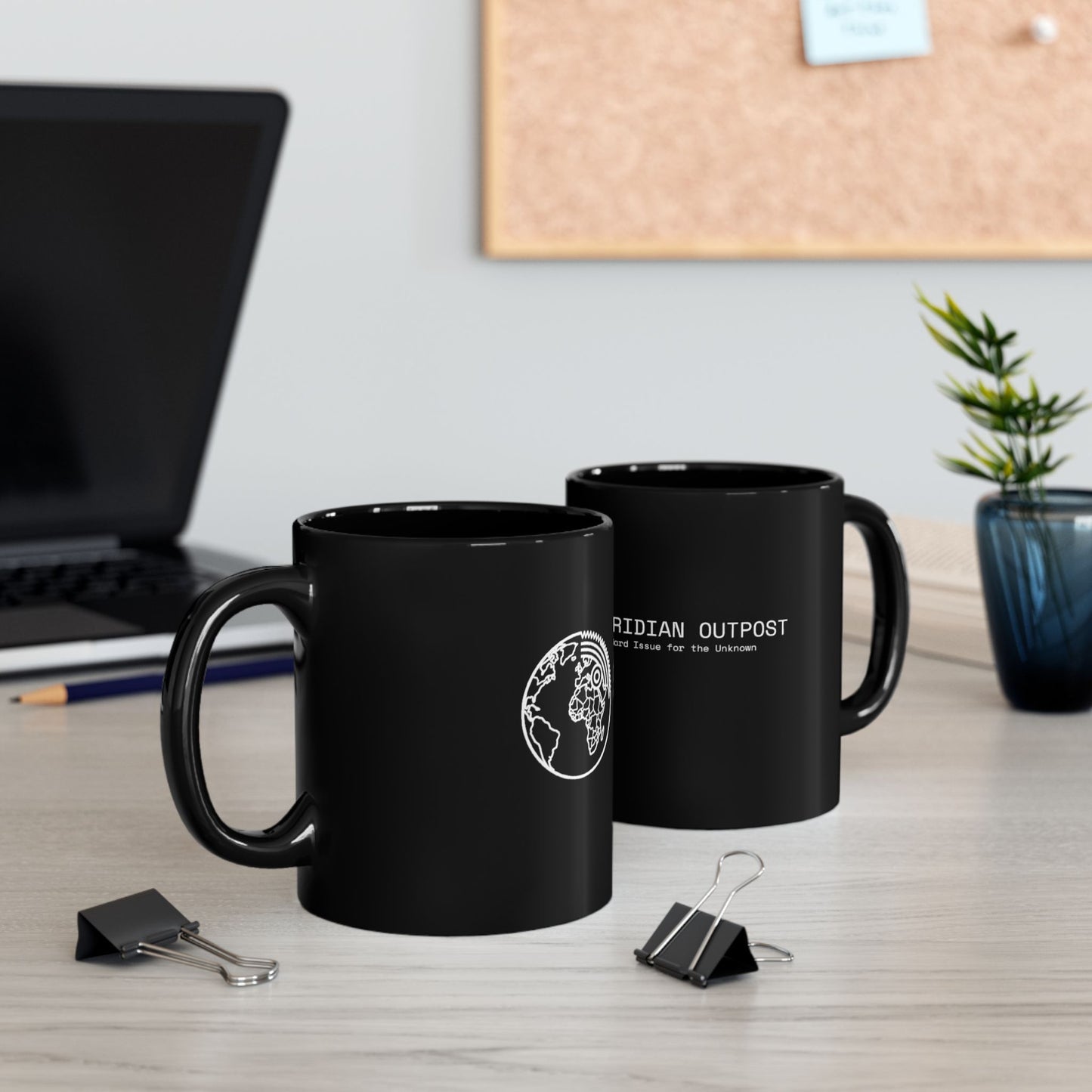 Logistics Division Meridian Outpost Black Mug – Sci‑Fi Explorer Logo Coffee Cup (11oz/15oz)