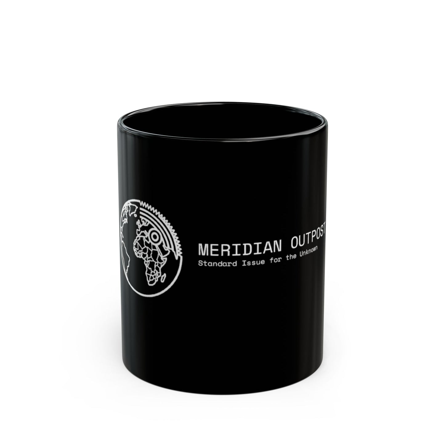Logistics Division Meridian Outpost Black Mug – Sci‑Fi Explorer Logo Coffee Cup (11oz/15oz)
