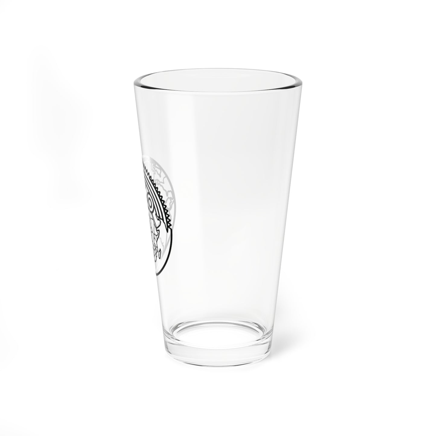 Logistics Division 16oz Mixing Glass with Global Gear Globe Illustration