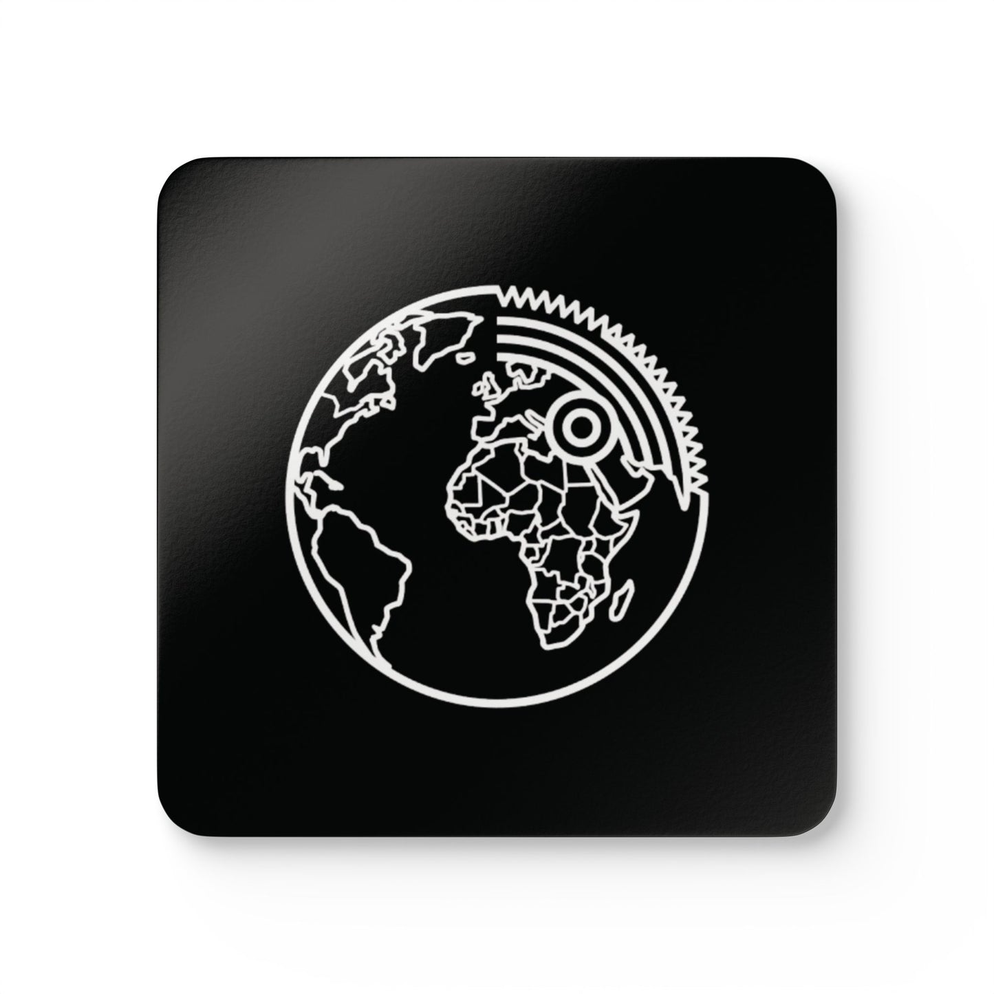 Logistics Division World Map Gear Coasters — Set of 4 Cork-Back Drink Coasters